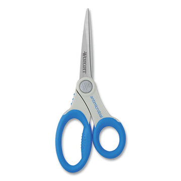 Westcott® Scissors With Antimicrobial Protection, 8" Long, 3.5" Cut Length, Blue Straight Handle freeshipping - TVN Wholesale